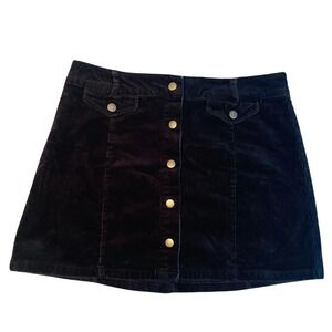 Love Tree Dark Purple Corduroy Button Front Mini Skirt Womens Large 7251SY
